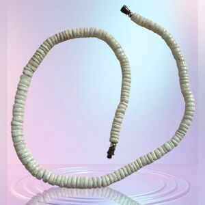 Handmade White Bone Bead Necklace | Minimalist | 17” | Screw Barrel Clasp